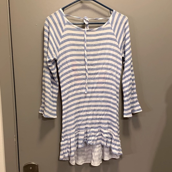 Blue Stripe Open-Back Tunic Womens Size Small - Picture 1 of 6